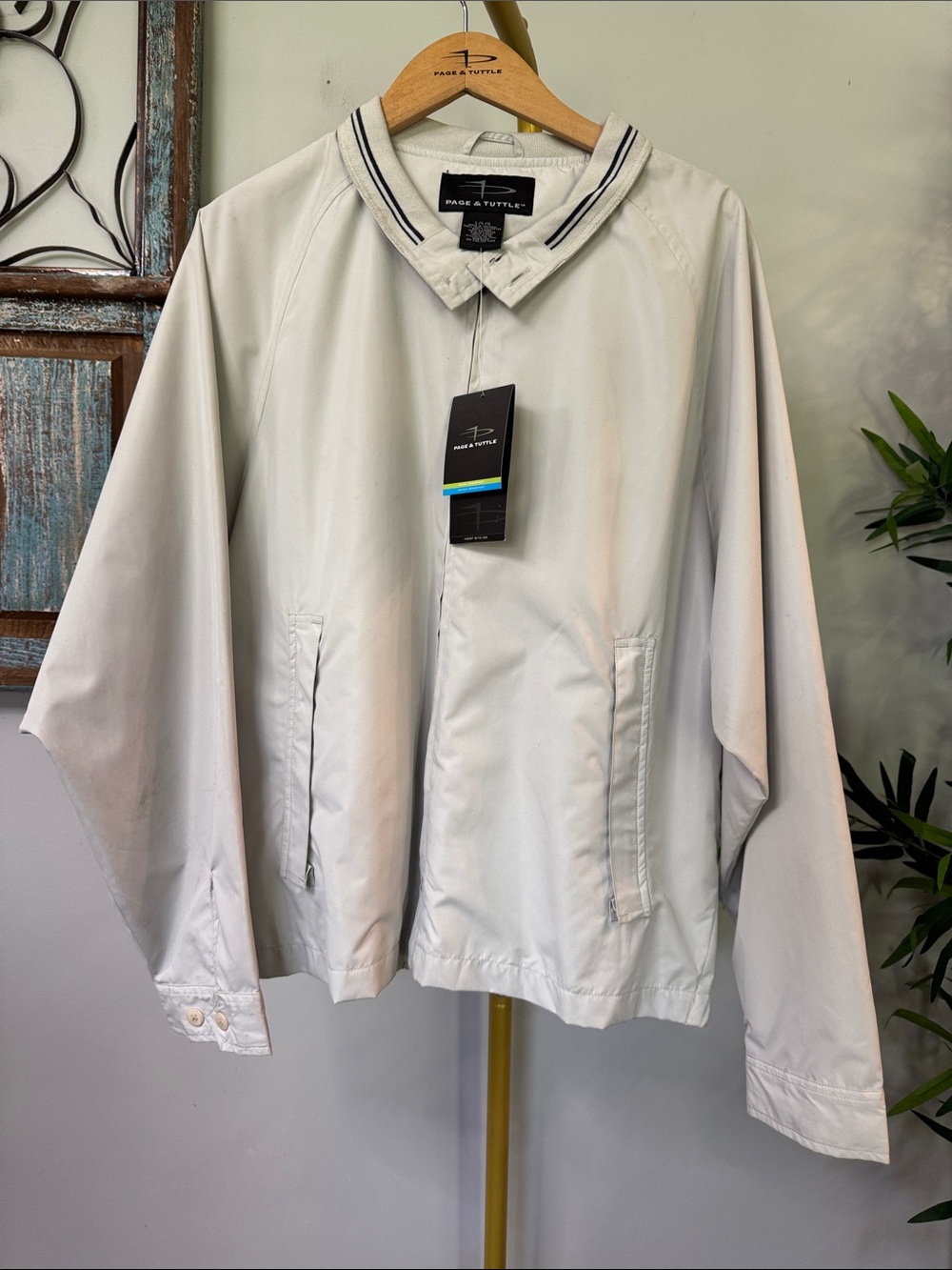 Page & Tuttle Men's Light gray Beige Harrington Jacket NWT L